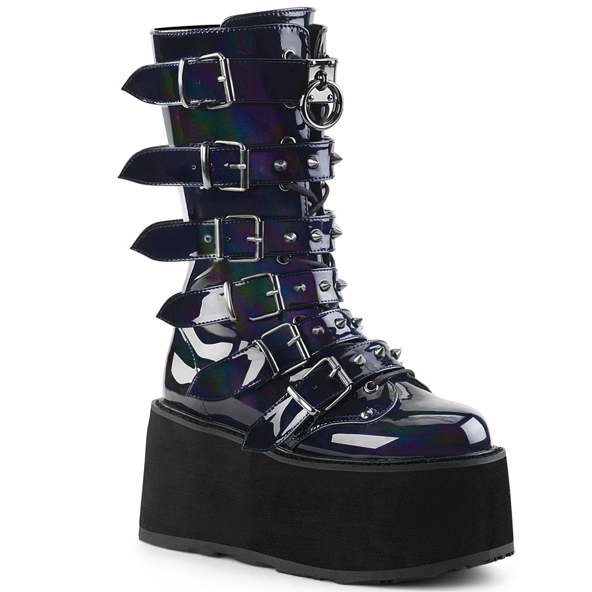 Demonia Cult Value - "Damned-225" Boots - Black Hologram Vegan Leather