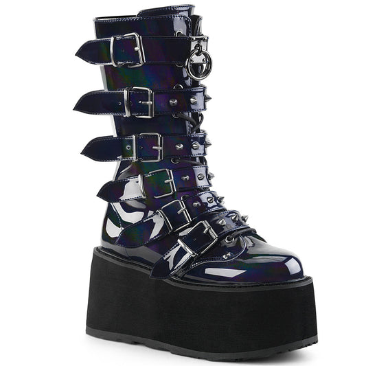 Demonia Cult Value - "Damned-225" Boots - Black Hologram Vegan Leather