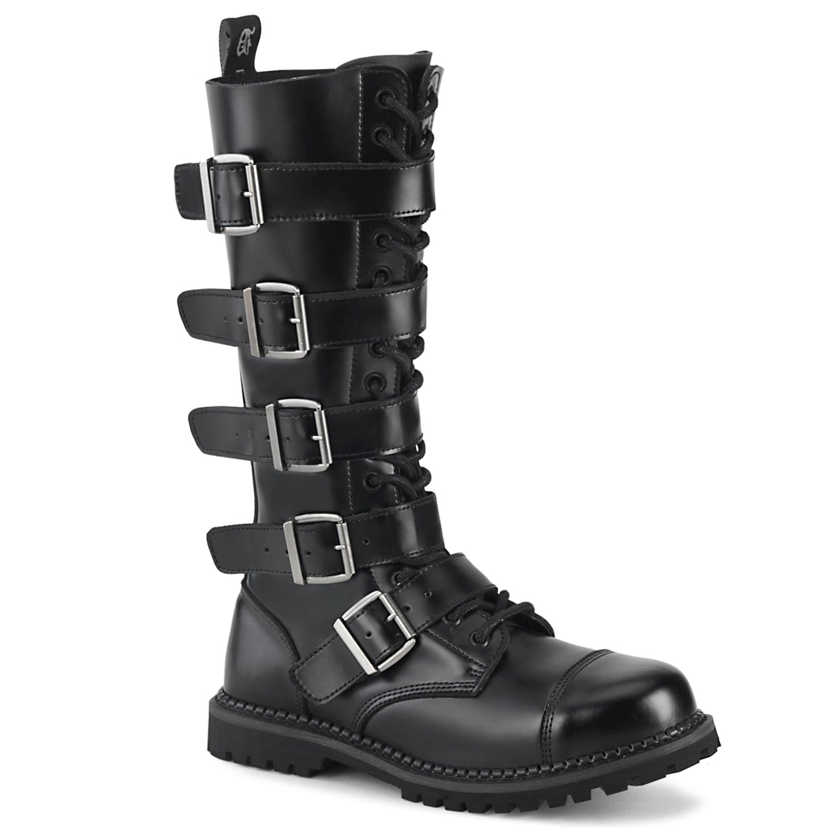 Demonia Cult Great Value - "Riot-18BK" Boots - Black Leather