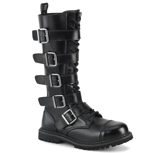 Demonia Cult Great Value - "Riot-18BK" Boots - Black Leather