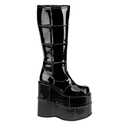 Demonia Cult Popular - "Stack-301" Boots - Black Patent