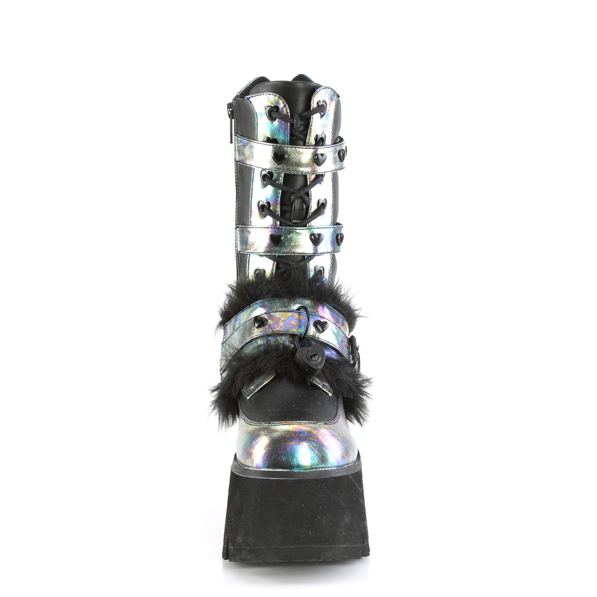 Demonia Cult Special Offer - "Ashes-120" Boots - Black Vegan Leather Green Multi Oil