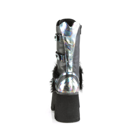 Demonia Cult Special Offer - "Ashes-120" Boots - Black Vegan Leather Green Multi Oil
