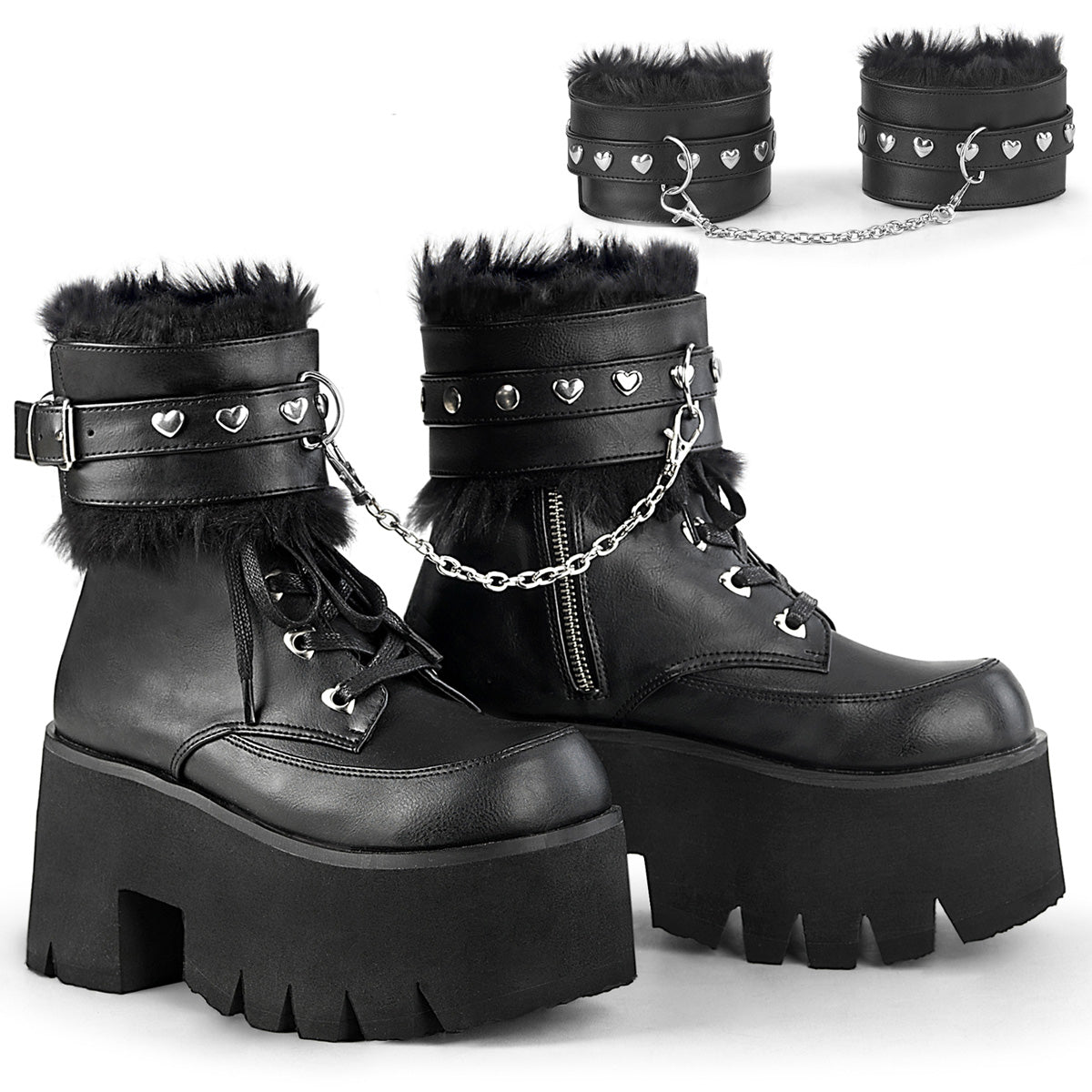 Demonia Cult Recommended - "Ashes-57" Boots - Black Vegan Leather