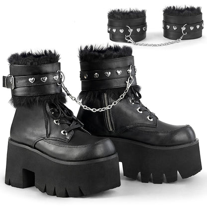 Demonia Cult Recommended - "Ashes-57" Boots - Black Vegan Leather