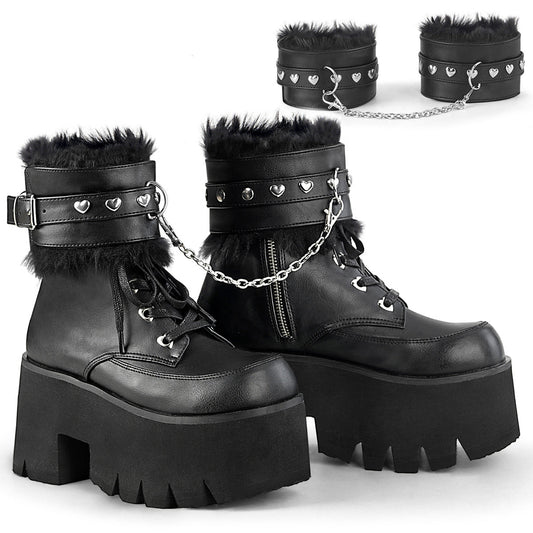 Demonia Cult Recommended - "Ashes-57" Boots - Black Vegan Leather