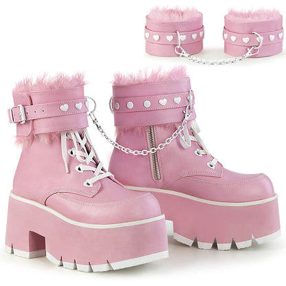Demonia Cult Everyday - "Ashes-57" Boots - Baby Pink Vegan Leather