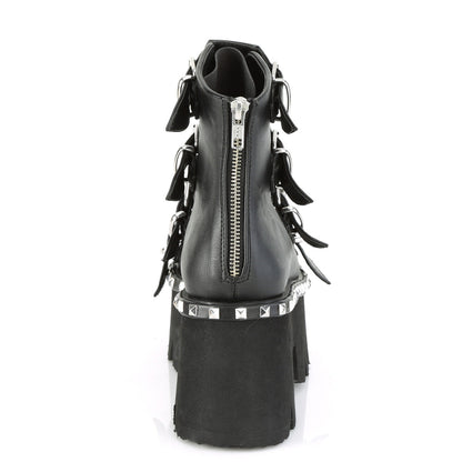 Demonia Cult Discount - "Ashes-70" Boots - Black Vegan Leather & Hologram