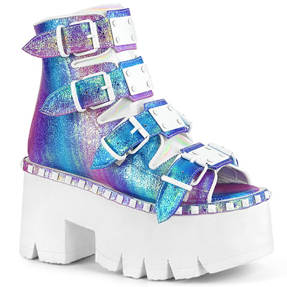 Demonia Cult Popular - "Ashes-70" Boots - Purple Multi Iridescent Vegan Leather
