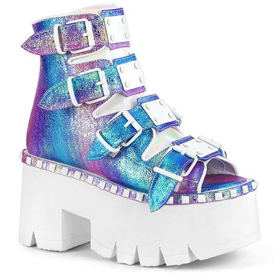 Demonia Cult Popular - "Ashes-70" Boots - Purple Multi Iridescent Vegan Leather