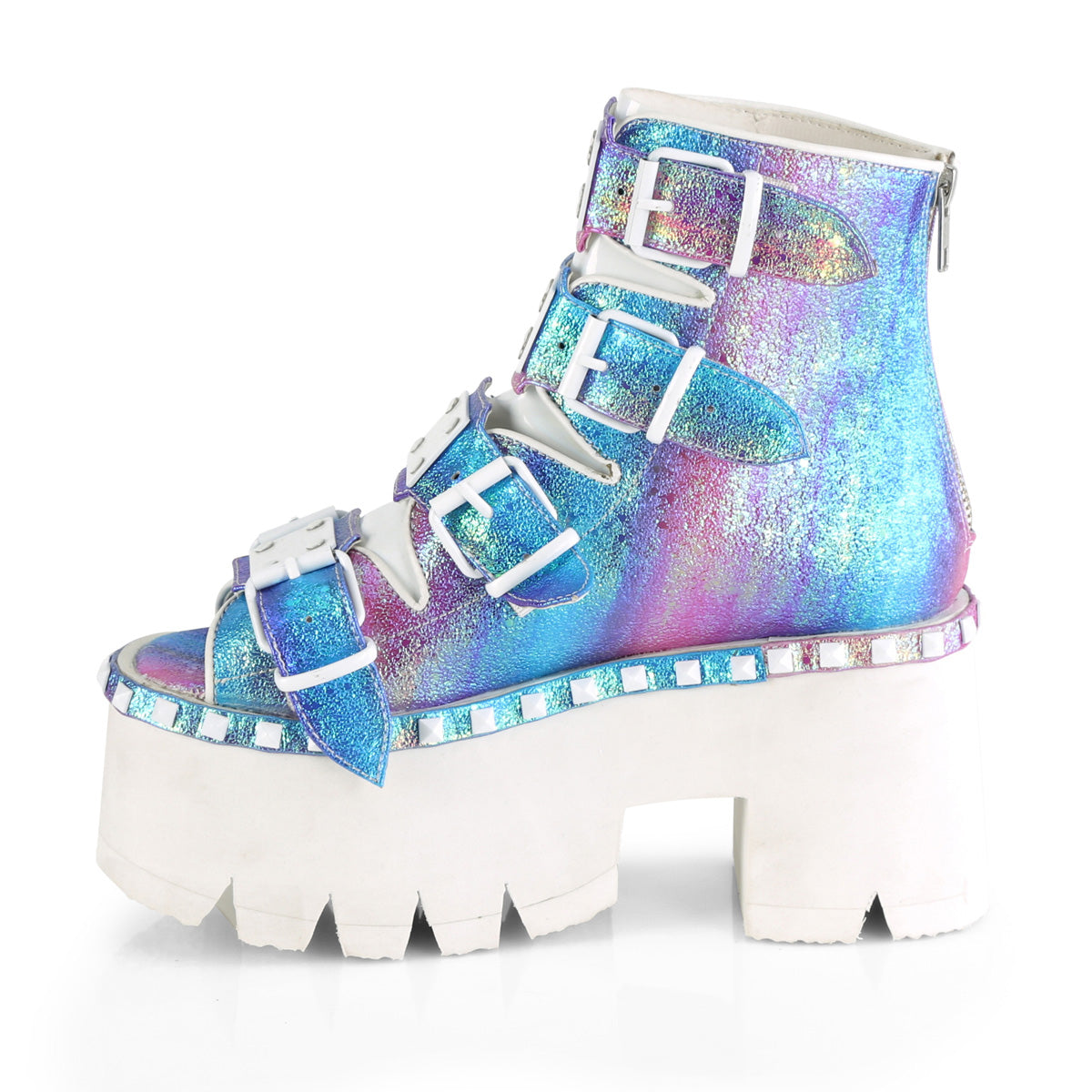 Demonia Cult Popular - "Ashes-70" Boots - Purple Multi Iridescent Vegan Leather