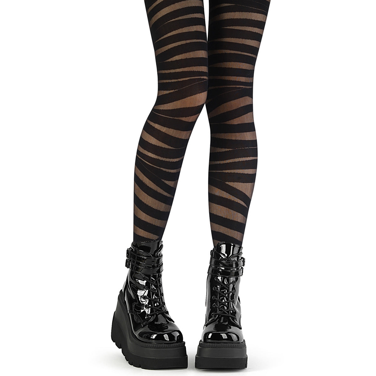 Demonia Cult Customer Favorite - "Bandage Print Pantyhose" - Black Nylon & Spandex