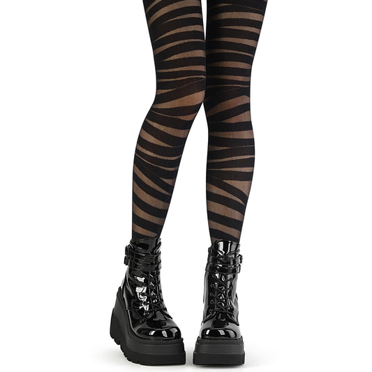 Demonia Cult Customer Favorite - "Bandage Print Pantyhose" - Black Nylon & Spandex