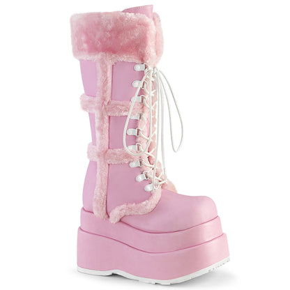 Demonia Cult Popular - "Bear-202" Boots - Baby Pink Vegan Leather