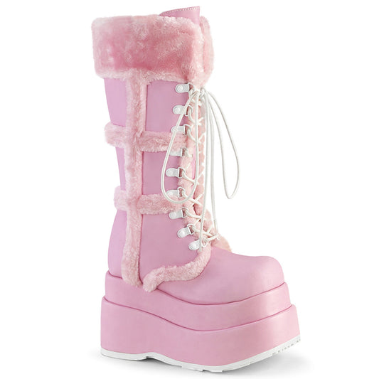 Demonia Cult Popular - "Bear-202" Boots - Baby Pink Vegan Leather