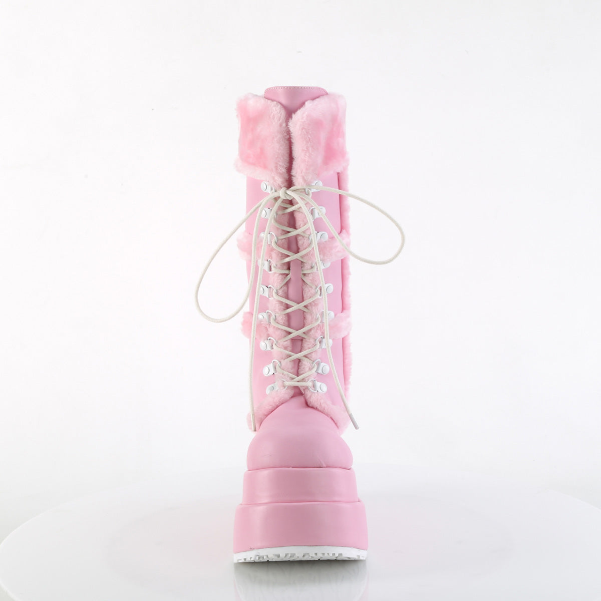 Demonia Cult Popular - "Bear-202" Boots - Baby Pink Vegan Leather