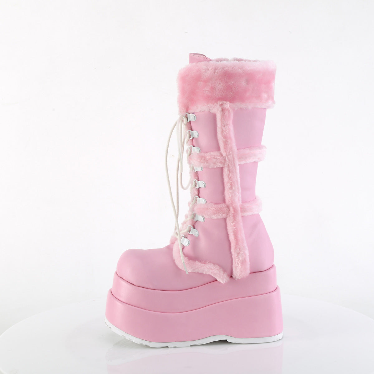 Demonia Cult Popular - "Bear-202" Boots - Baby Pink Vegan Leather