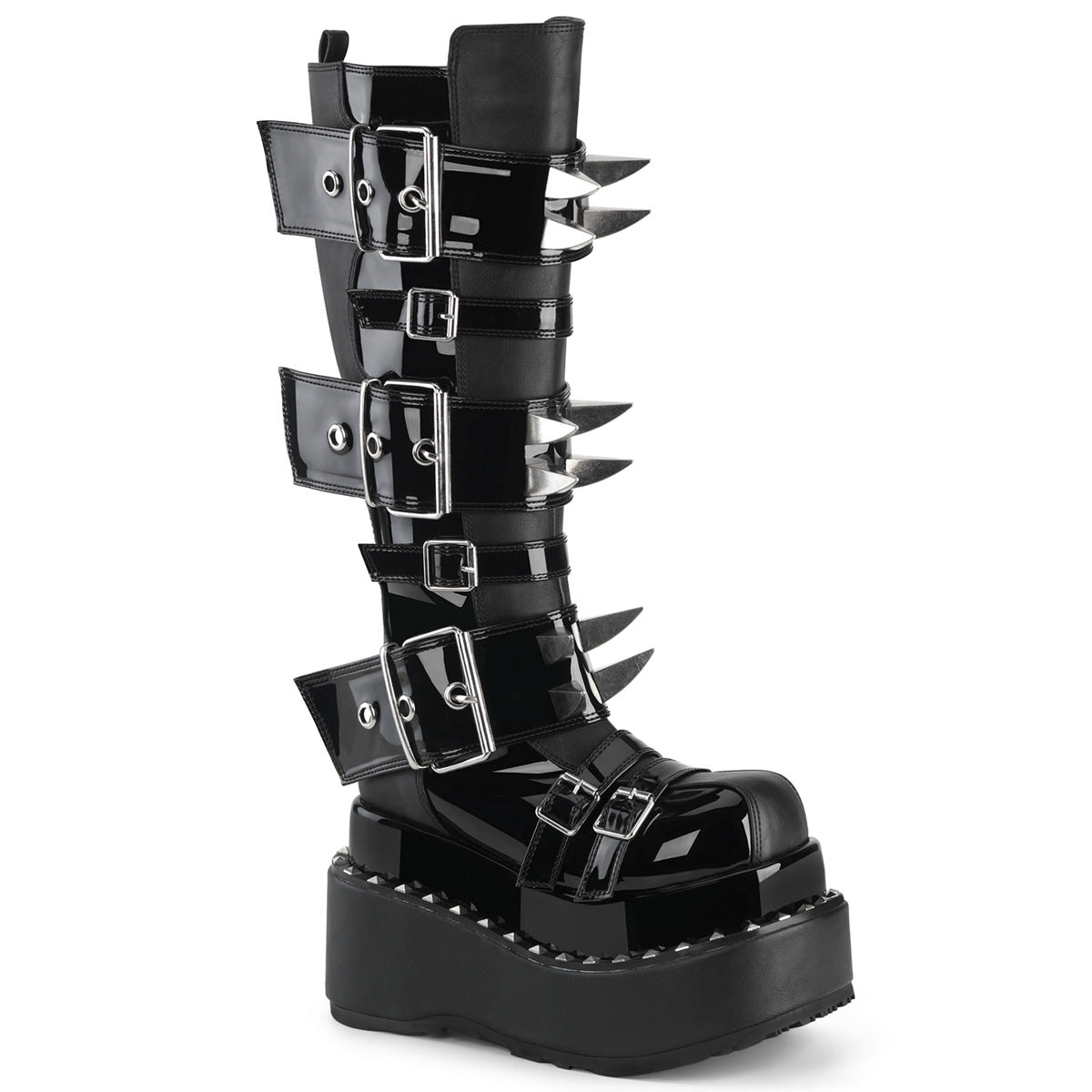 Demonia Cult Sale - "Bear-215" Boots - Black Vegan Leather-Patent