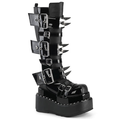 Demonia Cult Sale - "Bear-215" Boots - Black Vegan Leather-Patent