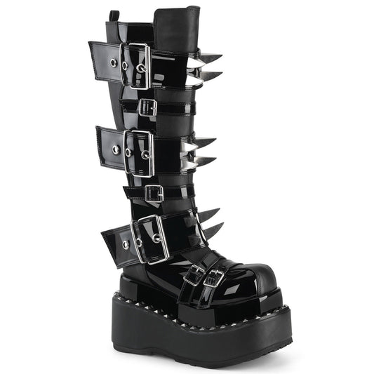 Demonia Cult Sale - "Bear-215" Boots - Black Vegan Leather-Patent