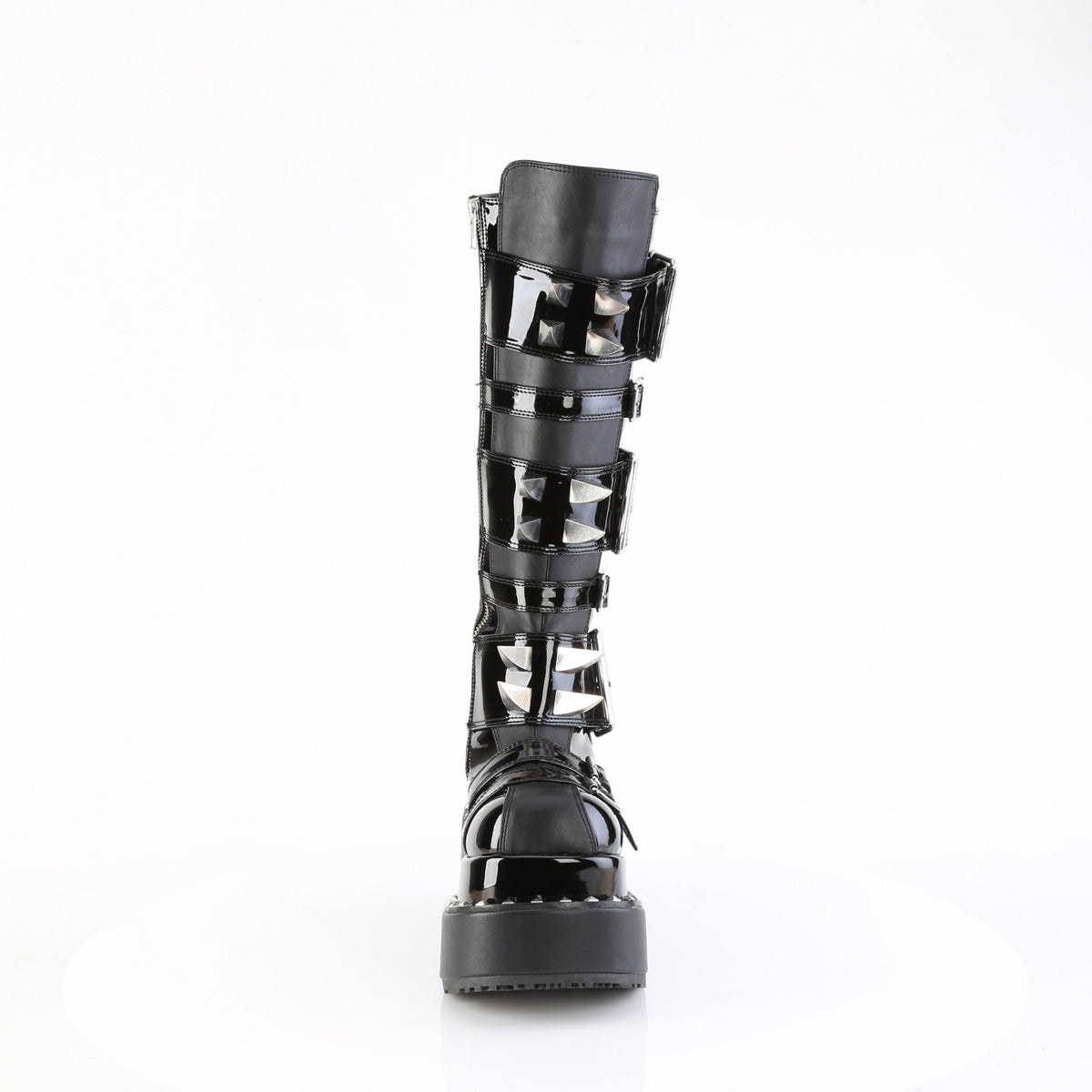 Demonia Cult Sale - "Bear-215" Boots - Black Vegan Leather-Patent