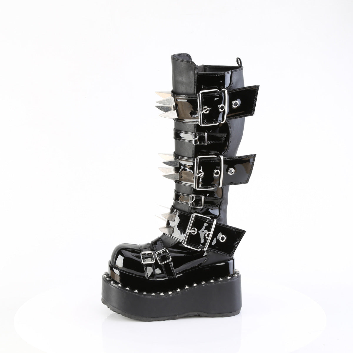 Demonia Cult Sale - "Bear-215" Boots - Black Vegan Leather-Patent