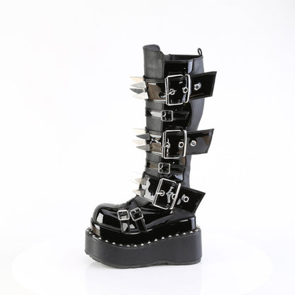 Demonia Cult Sale - "Bear-215" Boots - Black Vegan Leather-Patent
