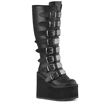 Demonia Cult Latest - "Swing-815WC" Boots - Black Vegan Leather