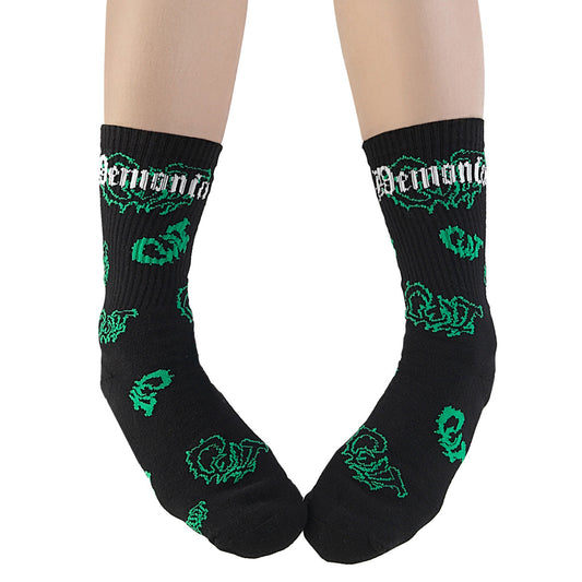 Demonia Cult Smart Buy - "Heart Net Ruffle Sock" - White Nylon & Spandex