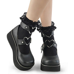 Demonia Cult Best Price - "Ruffle Lace Sock" - Black Nylon