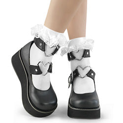 Demonia Cult Popular - "Ruffle Lace Sock" - White Nylon