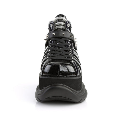 Demonia Cult Signature - "Neptune-100" Boots - Black Glitter/Vegan Leather