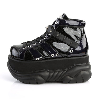 Demonia Cult Signature - "Neptune-100" Boots - Black Glitter/Vegan Leather