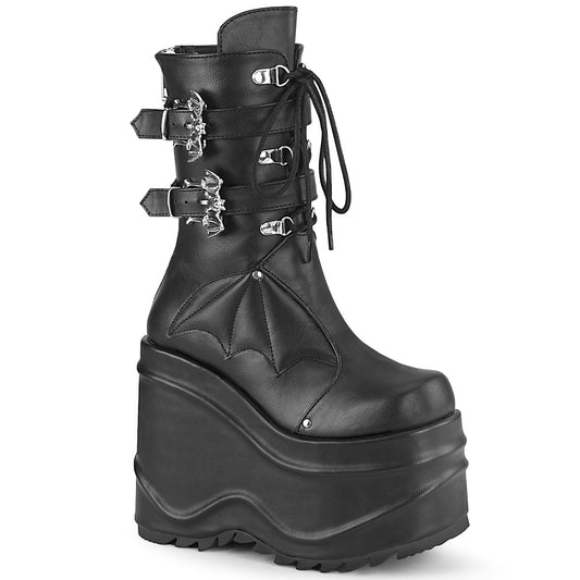Demonia Cult Best Seller - "Wave-150" Boots - Black Vegan Leather
