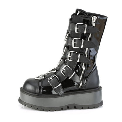 Demonia Cult Exclusive - "Slacker-160" Boots - Black Patent-Vegan Leather