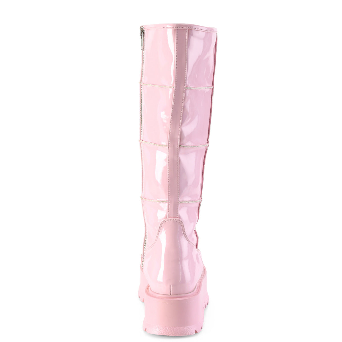 Demonia Cult Latest - "Slacker-230" Boots - Baby Pink Hologram Patent