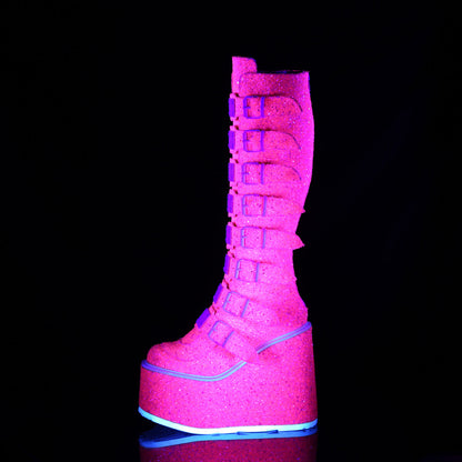 Demonia Cult Best Seller - "Swing-815UV" Boots - Pink Glitter