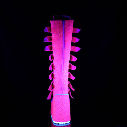 Demonia Cult Best Seller - "Swing-815UV" Boots - Pink Glitter