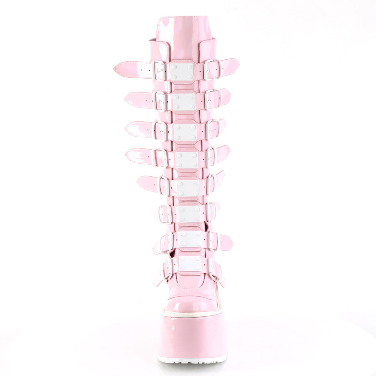Demonia Cult Smart Buy - "Swing-815" Boots - Baby Pink Hologram