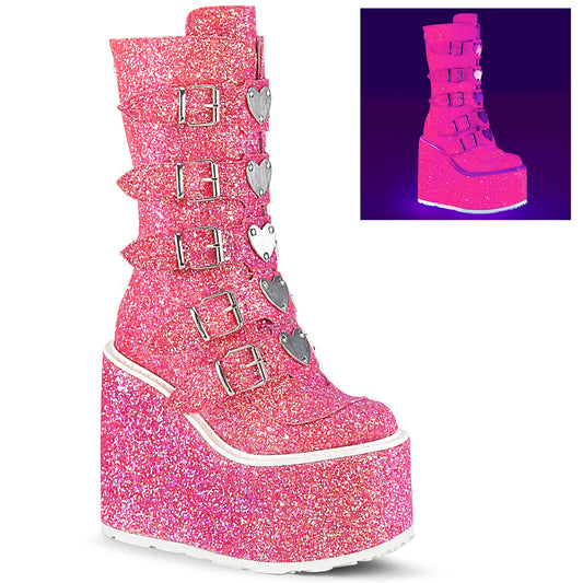Demonia Cult New - "Swing-230G" Boots - Pink Glitter