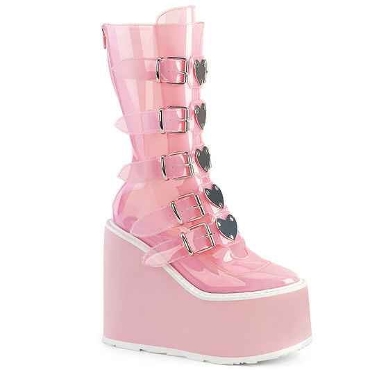 Demonia Cult Trusted - "Swing-230C" Boots - Baby Pink TPU