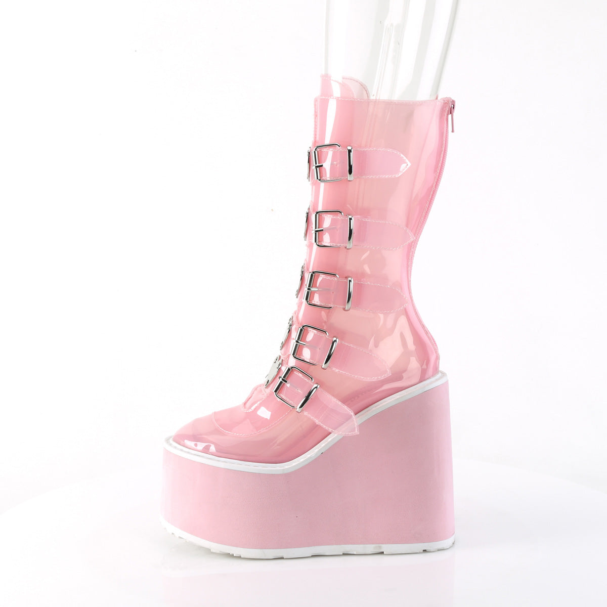 Demonia Cult Trusted - "Swing-230C" Boots - Baby Pink TPU