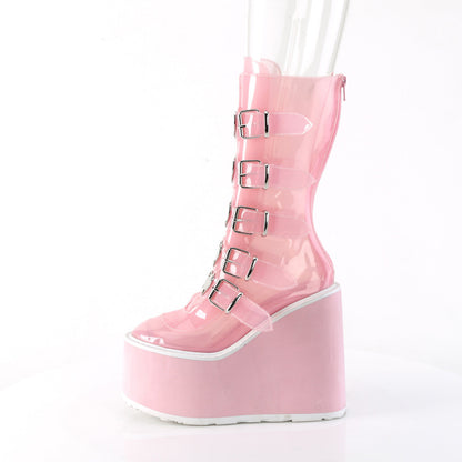 Demonia Cult Trusted - "Swing-230C" Boots - Baby Pink TPU