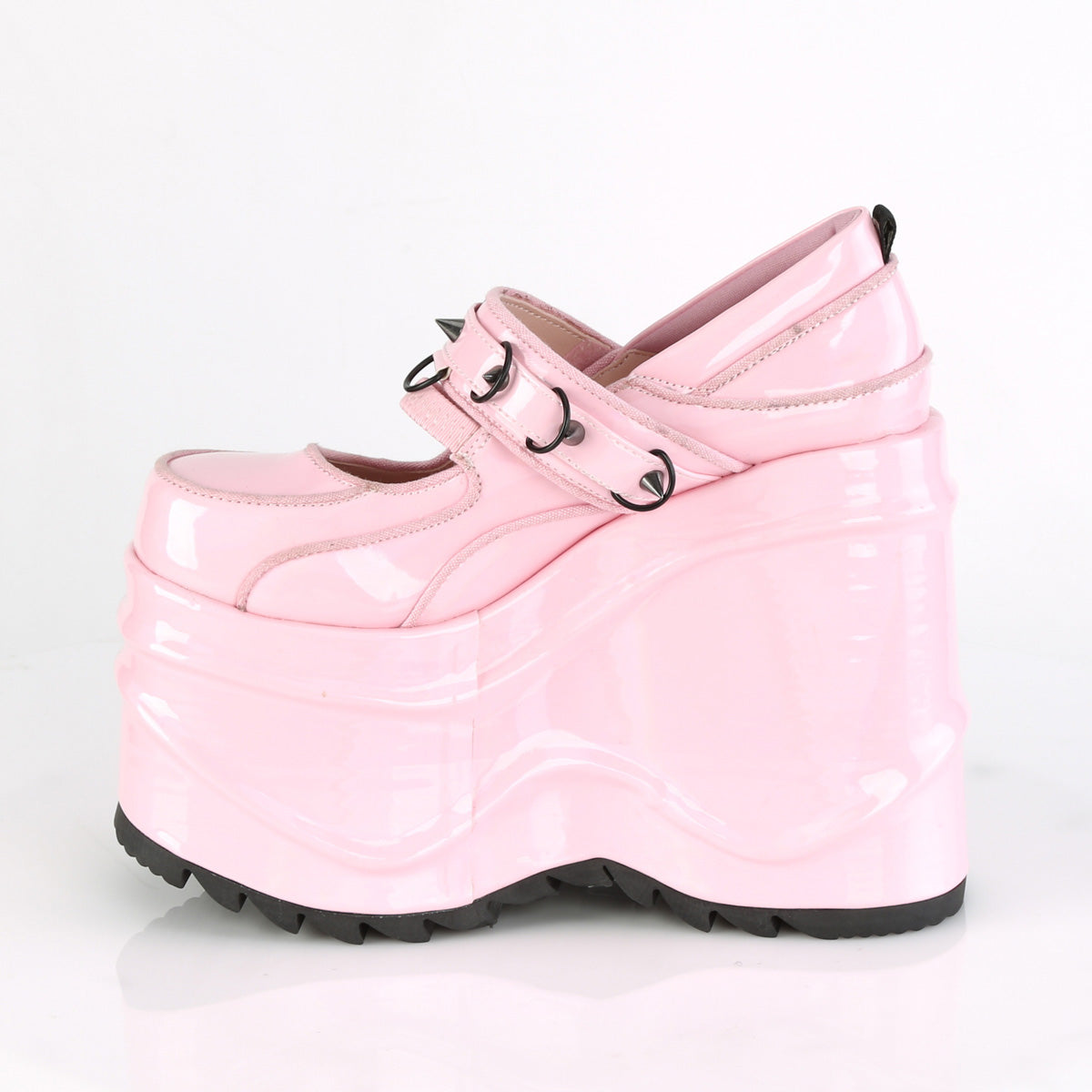 Demonia Cult New - "Wave-48" Pumps - Baby Pink Hologram Patent