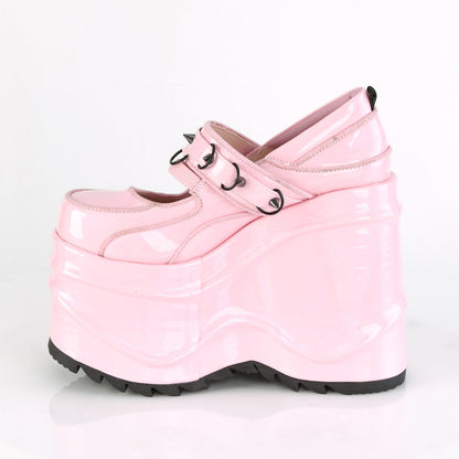 Demonia Cult New - "Wave-48" Pumps - Baby Pink Hologram Patent