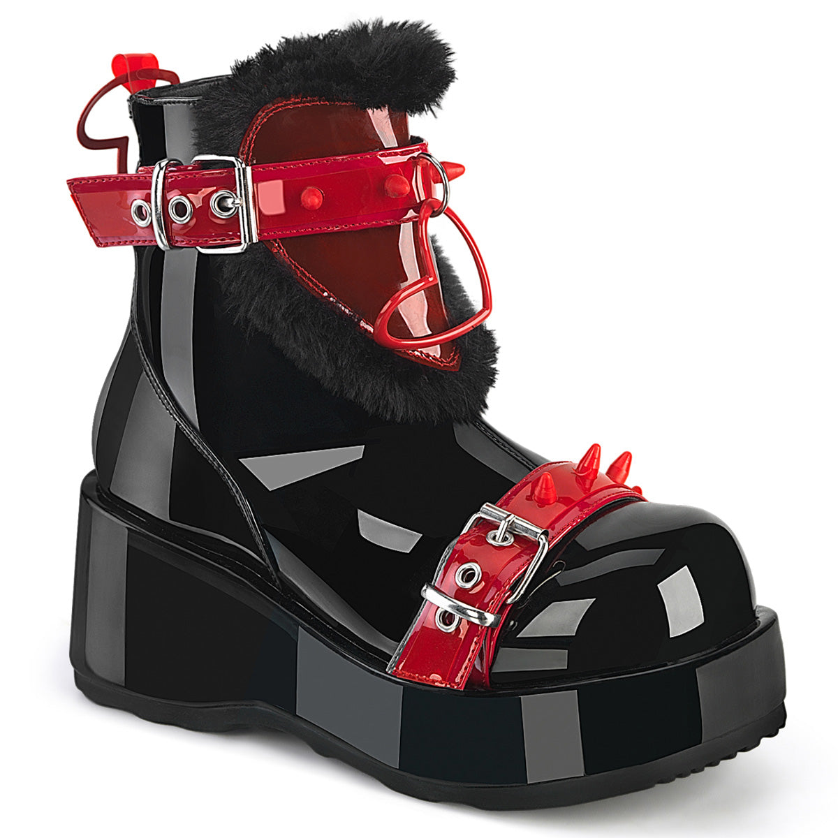 Demonia Cult Special Offer - "Cubby-57" Boots - Black Patent-Red PVC