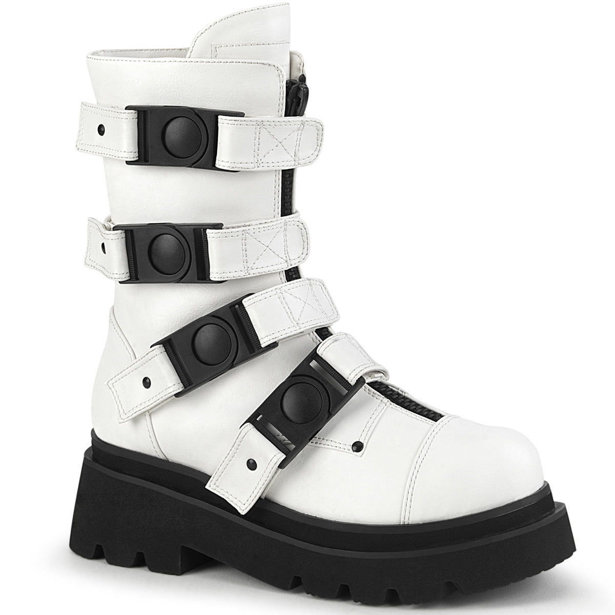Demonia Cult Essential - "Renegade-55" Boots - White Vegan Leather