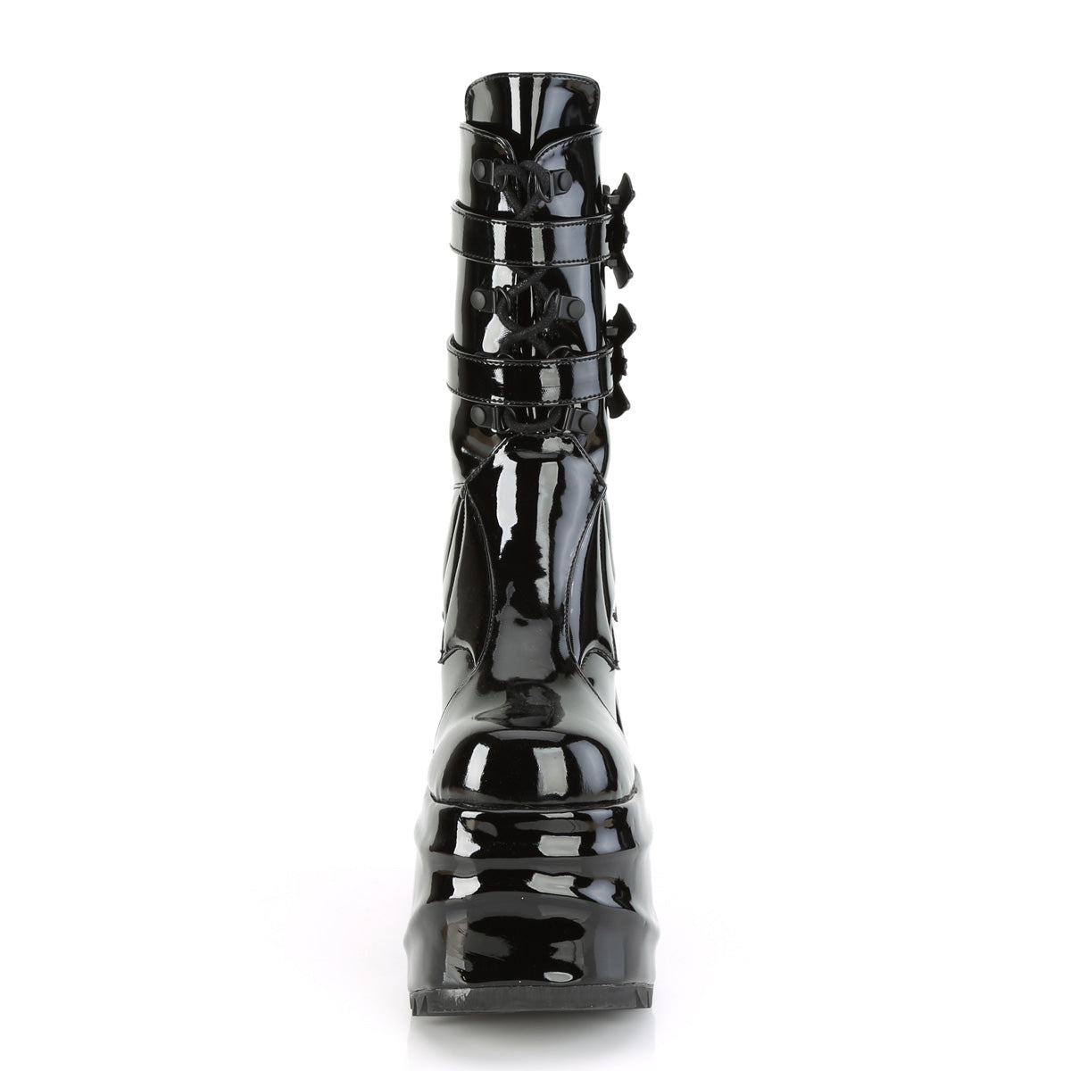 Demonia Cult Latest - "Wave-150" Boots - Black Patent