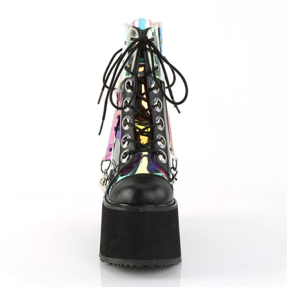 Demonia Cult Classic - "Swing-115" Boots - Black Vegan Leather/Magic Mirror
