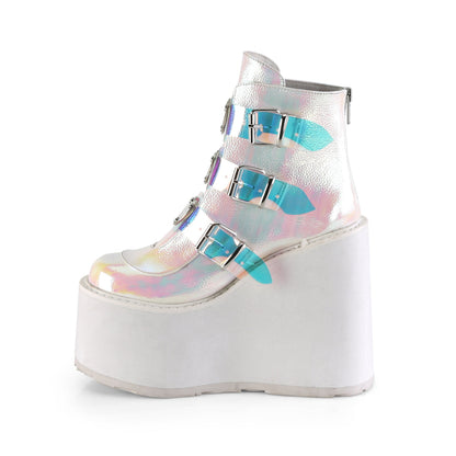 Demonia Cult Customer Favorite - "Swing-105" Boots - Pearl Iridescent Vegan Leather